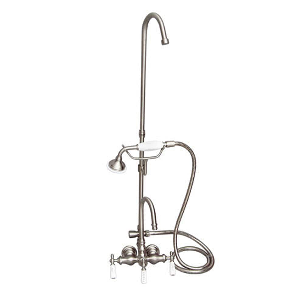 Gooseneck Leg Tub Diverter Faucet with Hand Shower and Riser