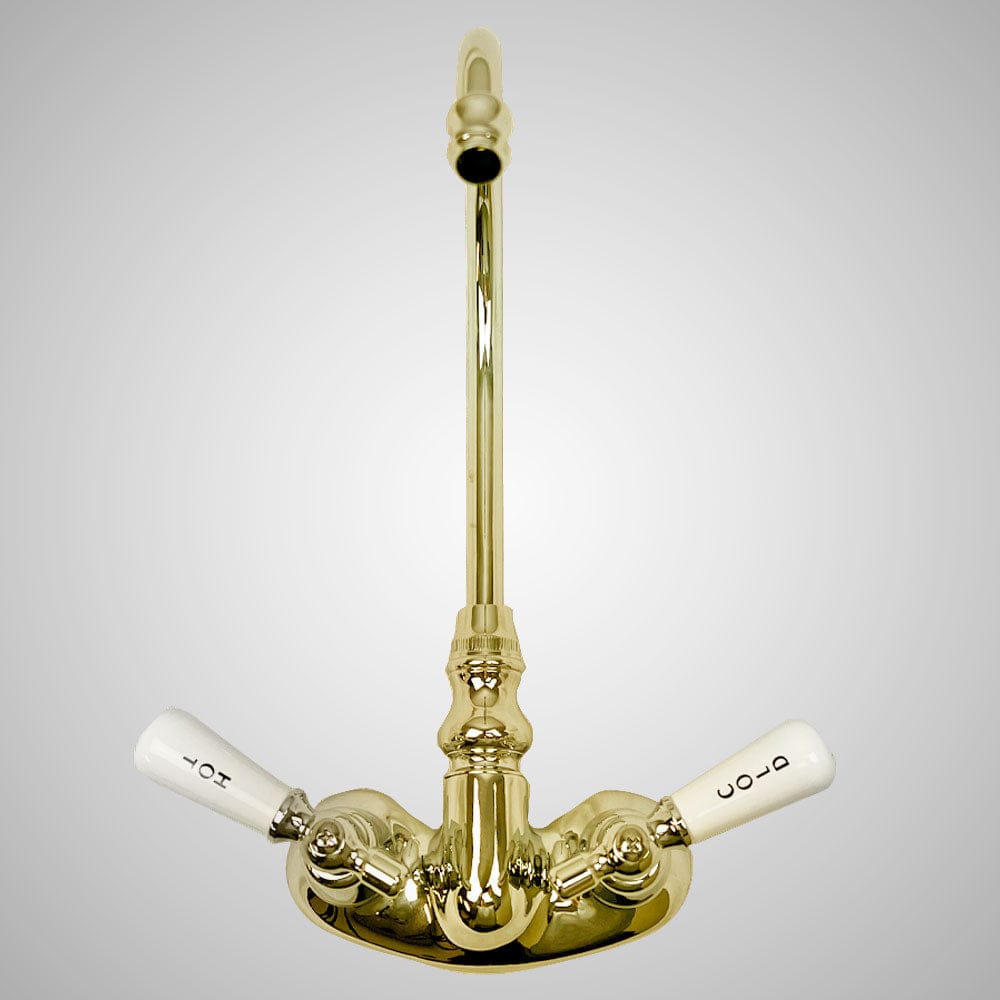 Gooseneck Tub Faucet with Porcelain Lever Handles