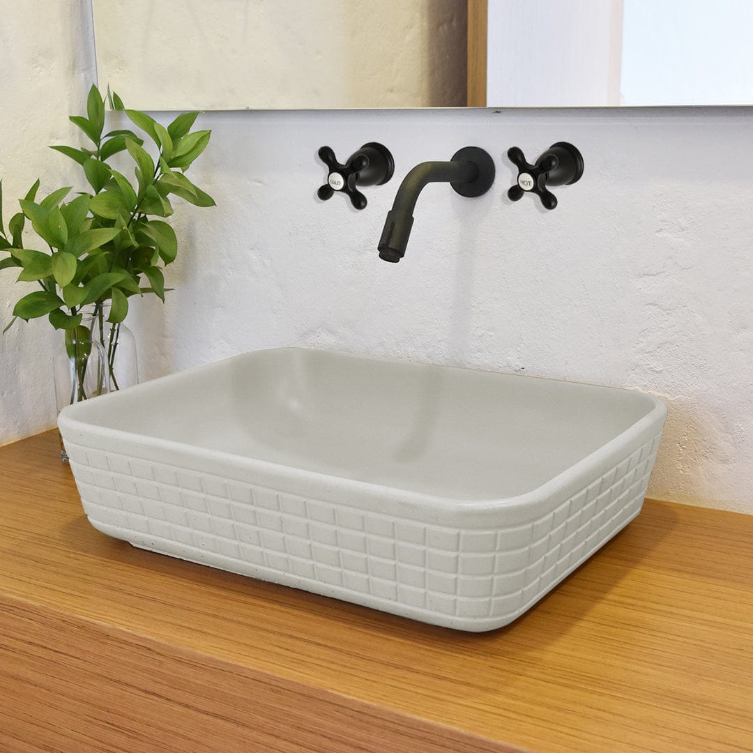 Harter Rectangular Cast Concrete Vessel Sink - Light Grey