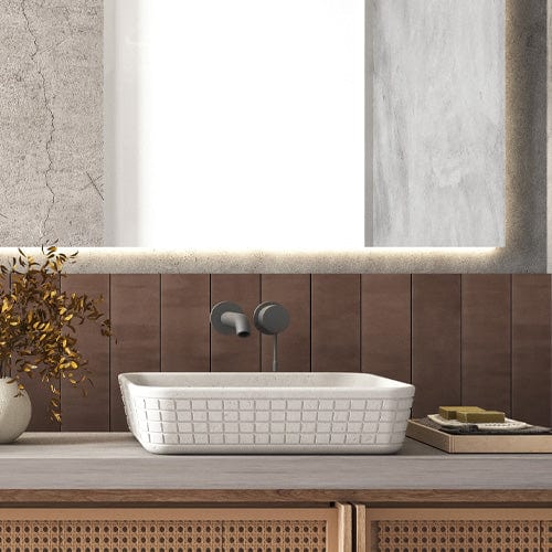 Harter Rectangular Cast Concrete Vessel Sink - White