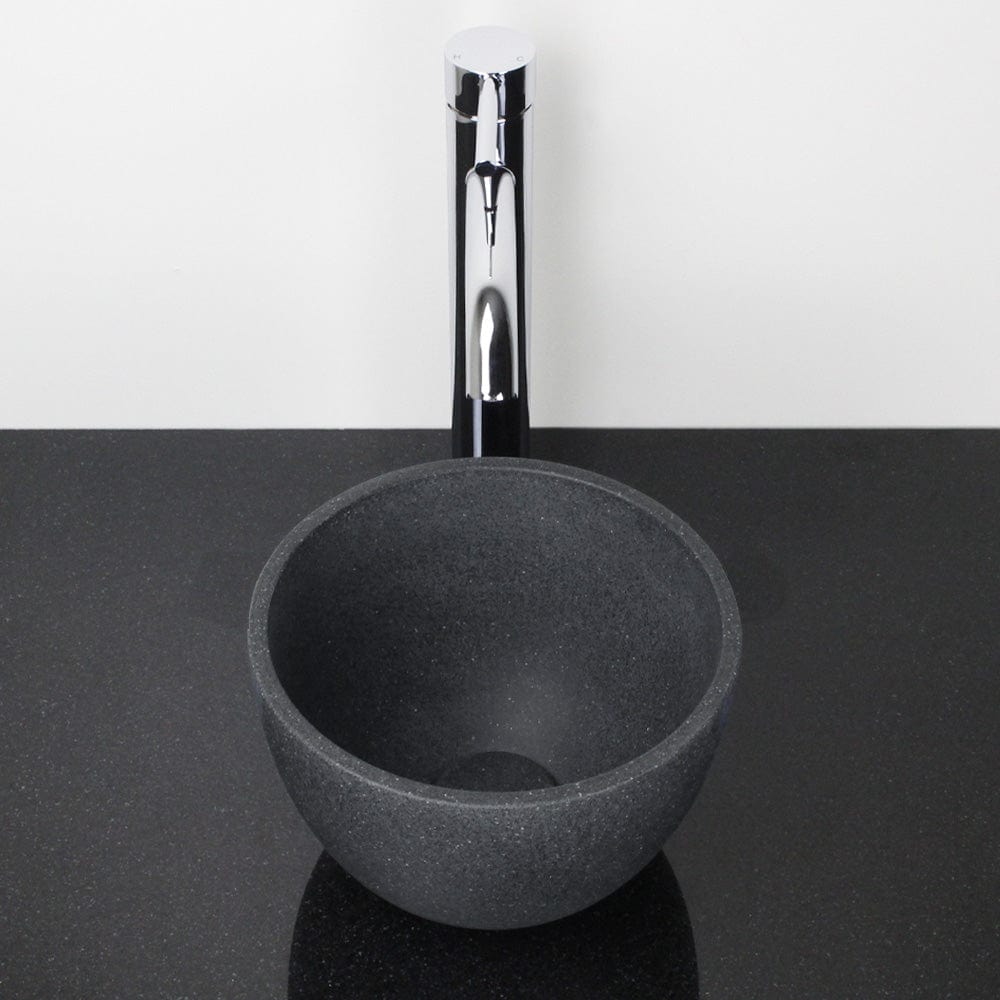 Humboldt Round Cast Concrete Vessel Sink - Speckled Dark Gray Sandstone