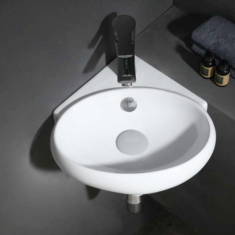 Junet Vitreous China Corner Wall-Mount Bathroom Sink