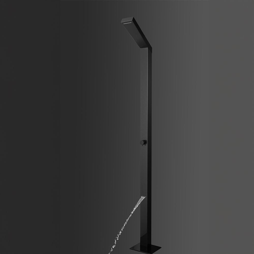 Kayin Freestanding Stainless Steel Outdoor Shower Panel with Foot Shower- Black Brushed Finish