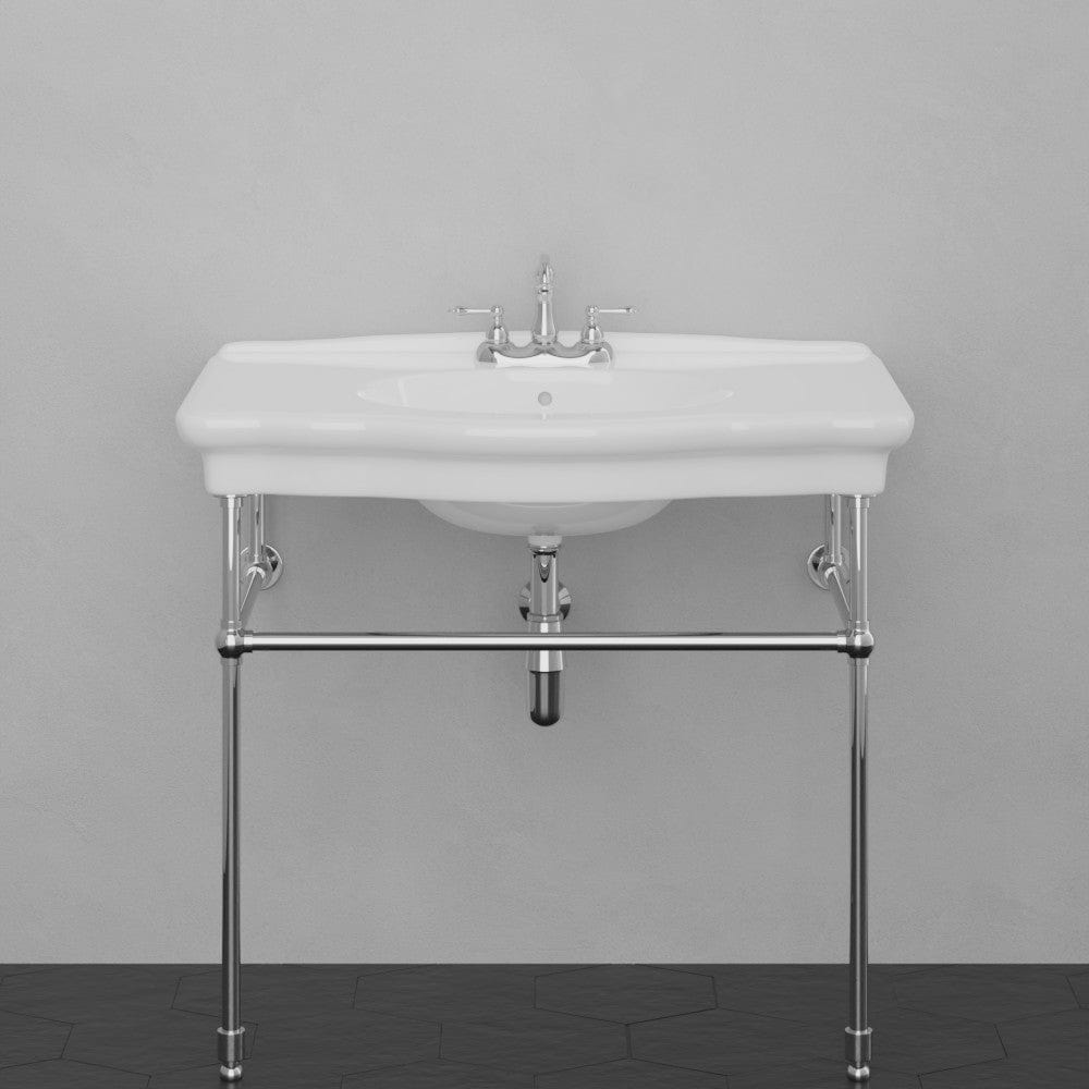 Keating Vitreous China Console Bathroom Sink with Brass Stand
