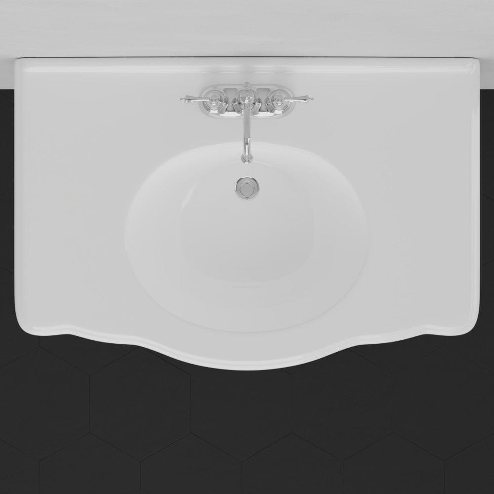 Keating Vitreous China Console Bathroom Sink with Brass Stand