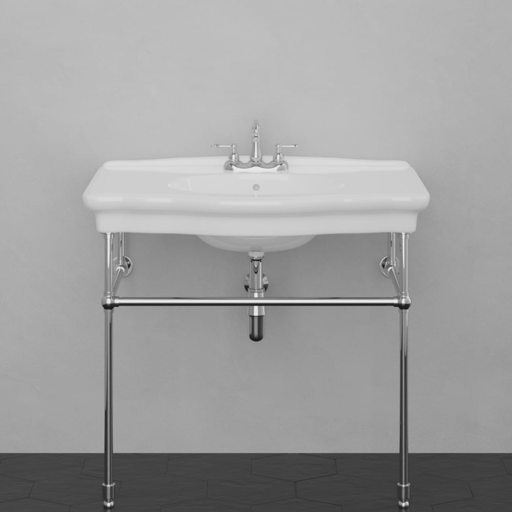 Keating Vitreous China Console Bathroom Sink with Brass Stand