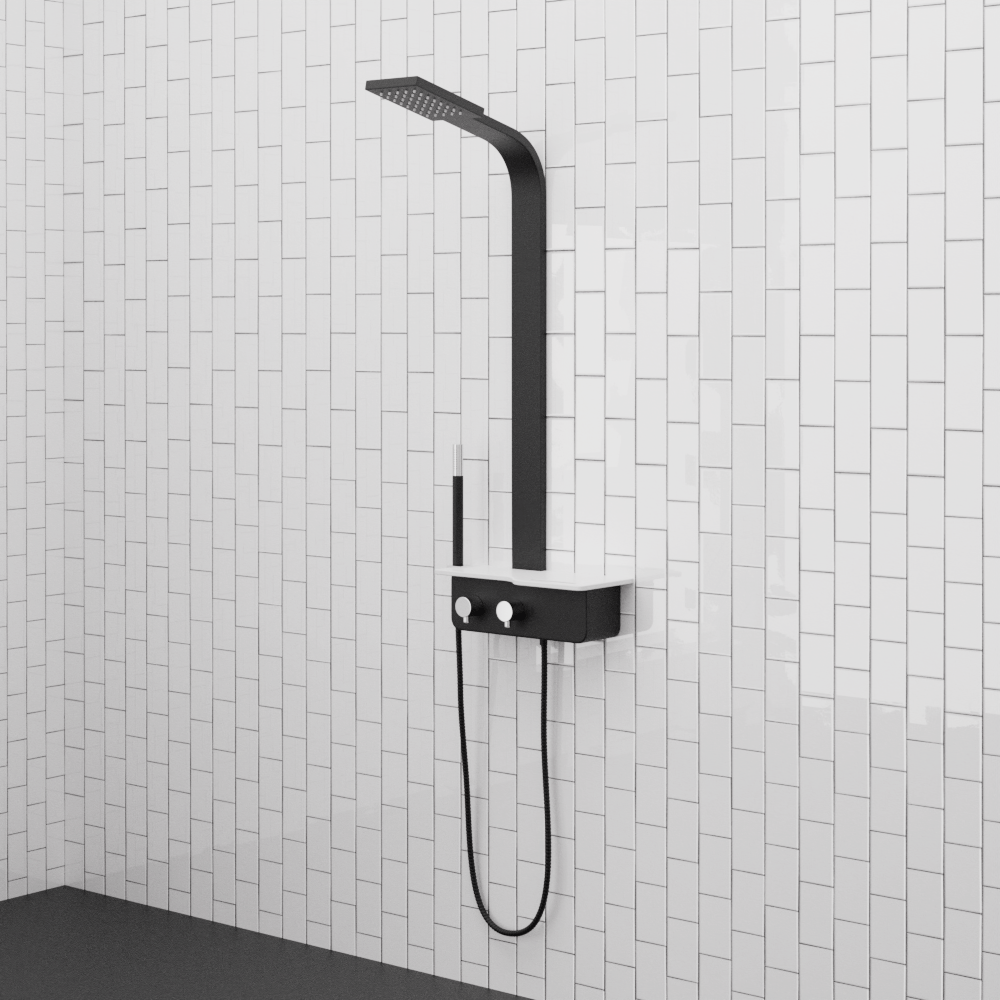 Kellen Pressure Balance Aluminum Shower Panel with Hand Shower - Black Finish
