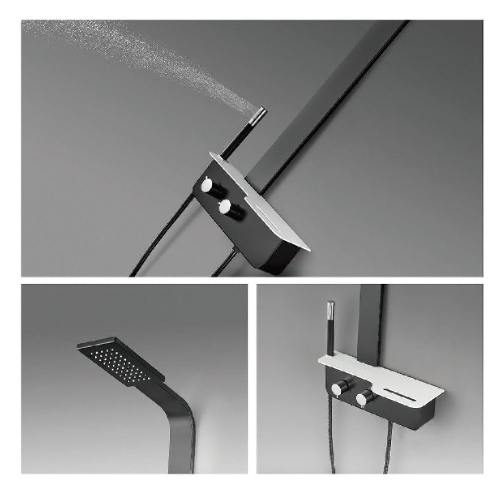 Kellen Pressure Balance Aluminum Shower Panel with Hand Shower - Black Finish