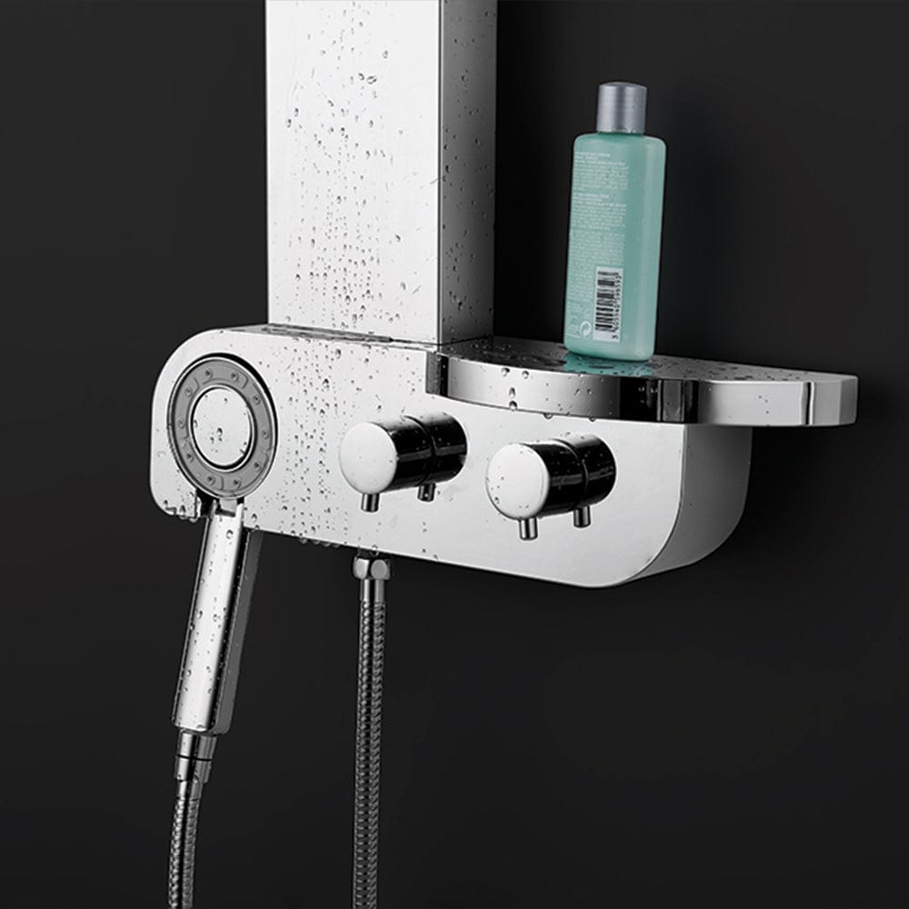 Kiden Pressure Balance Stainless Steel Shower Panel with Hand Shower - Polished Finish