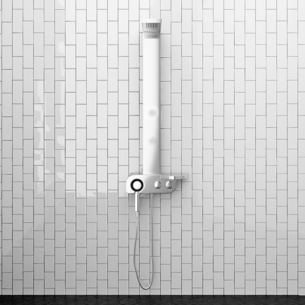 Kiden Pressure Balance Stainless Steel Shower Panel with Hand Shower - Polished Finish