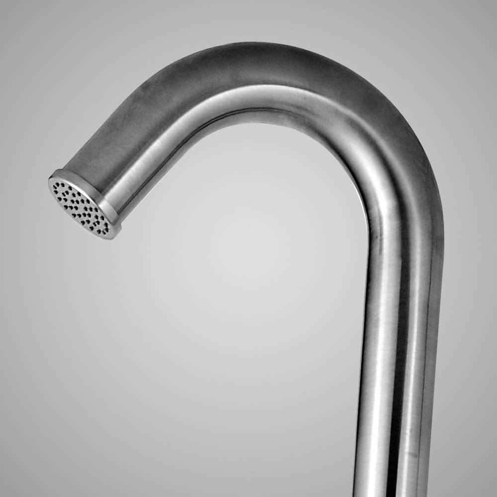 Knott Freestanding Stainless Steel Outdoor Shower with Foot Shower - Brushed Finish