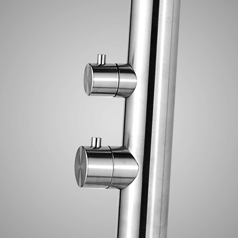 Knott Freestanding Stainless Steel Outdoor Shower with Foot Shower - Brushed Finish