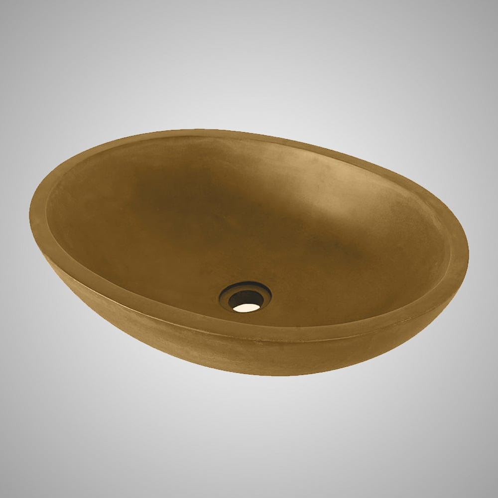 Large Lisman Oval Cast Concrete Vessel Sink - Vintage Brown