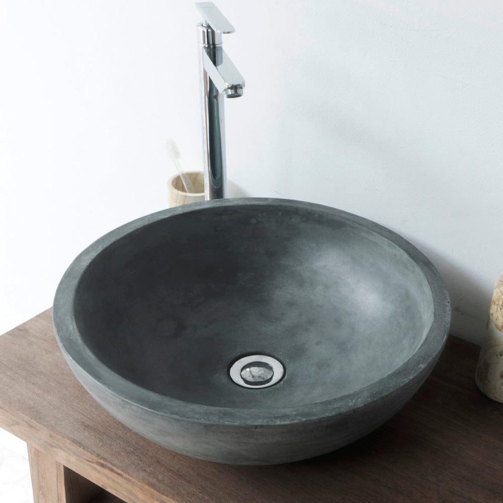 Large Sardis Round Cast Concrete Vessel Sink - Copper Green