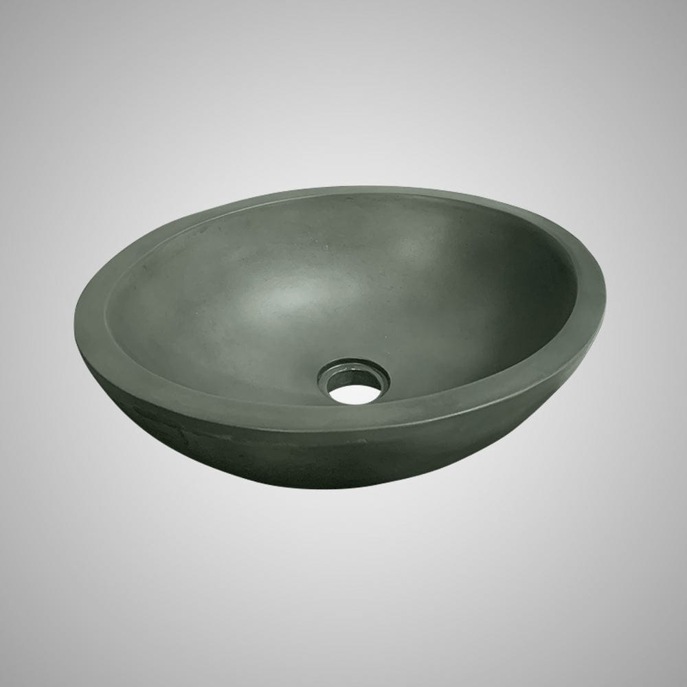 Large Sardis Round Cast Concrete Vessel Sink - Copper Green