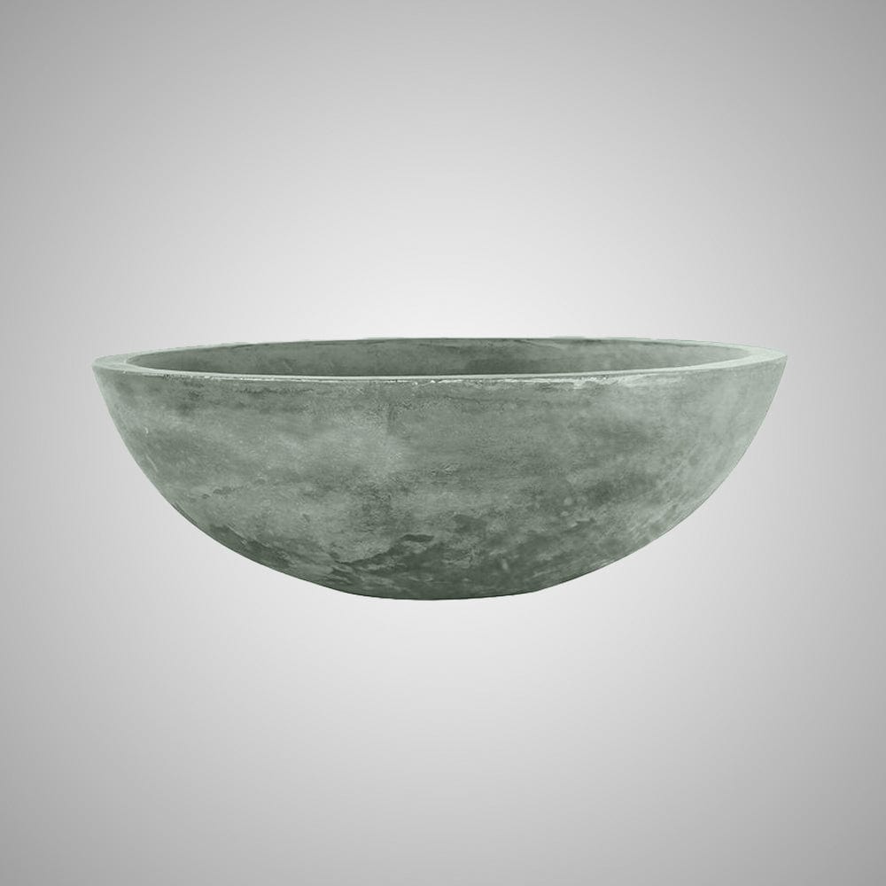 Large Sardis Round Cast Concrete Vessel Sink - Copper Green