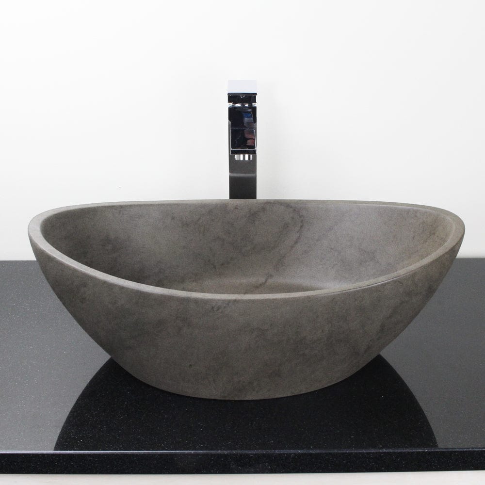 Leduc Oval Cast Concrete Vessel Sink - Dark Gray