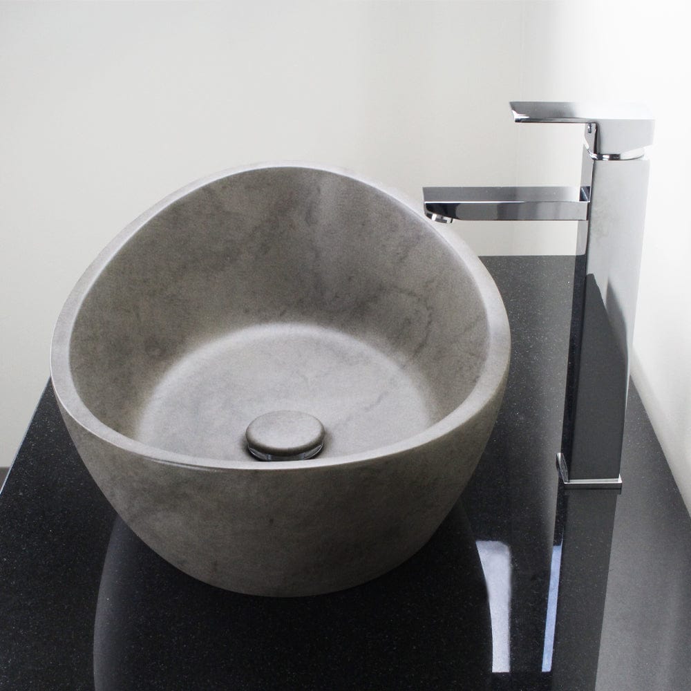 Leduc Oval Cast Concrete Vessel Sink - Dark Gray