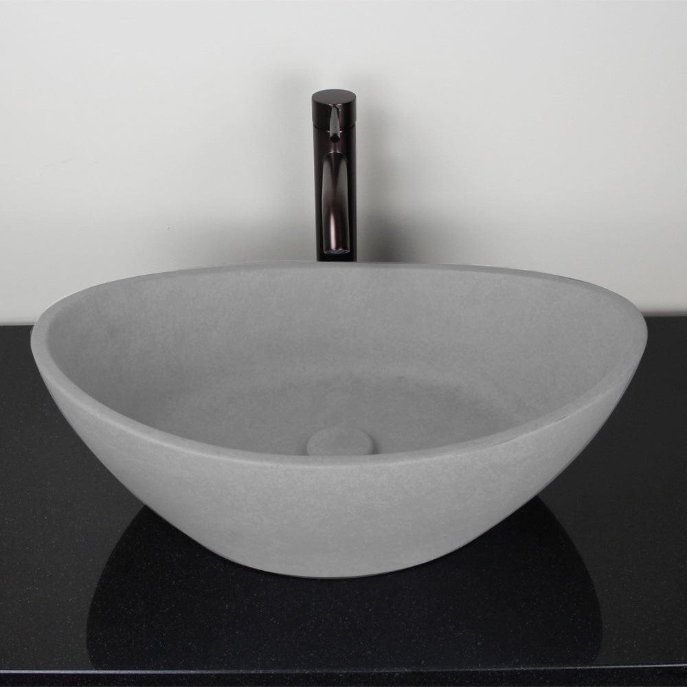 Leduc Oval Cast Concrete Vessel Sink - Light Gray