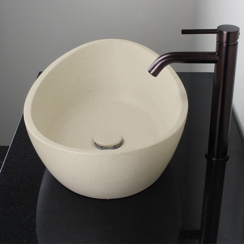 Leduc Oval Cast Concrete Vessel Sink - White Sandstone