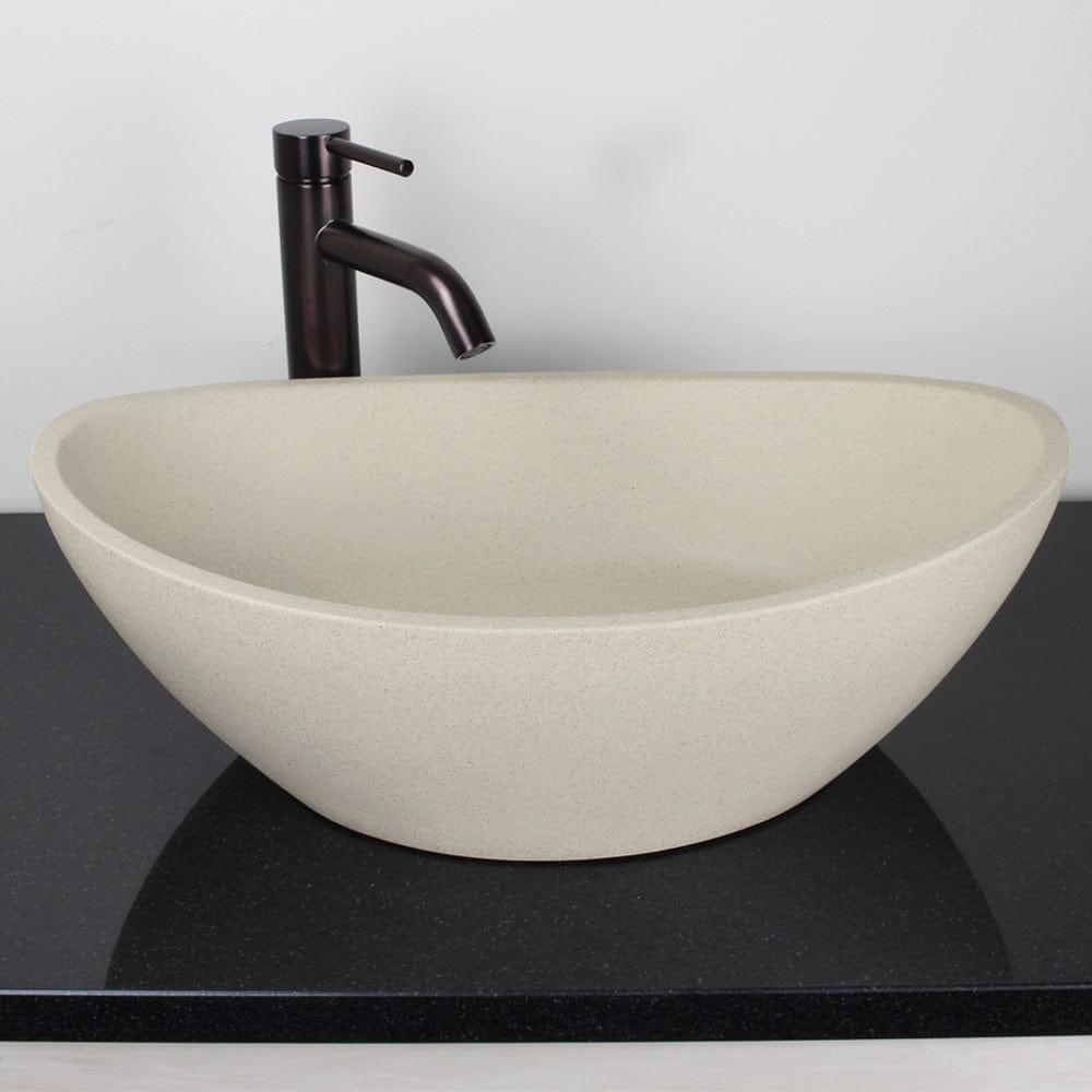 Leduc Oval Cast Concrete Vessel Sink - White Sandstone