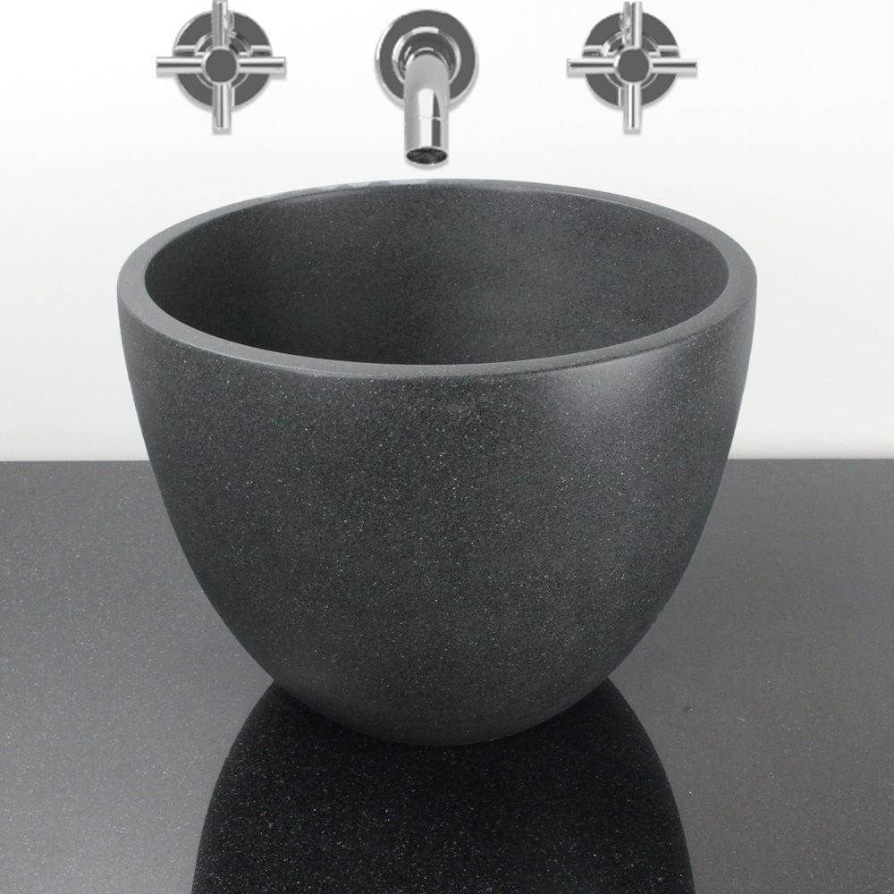 Melfort Round Cast Concrete Vessel Sink - Speckled Dark Gray Sandstone