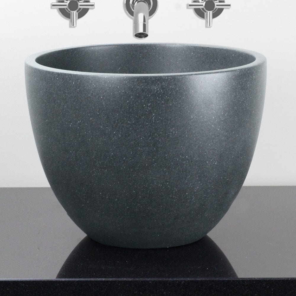 Melfort Round Cast Concrete Vessel Sink - Speckled Dark Gray Sandstone