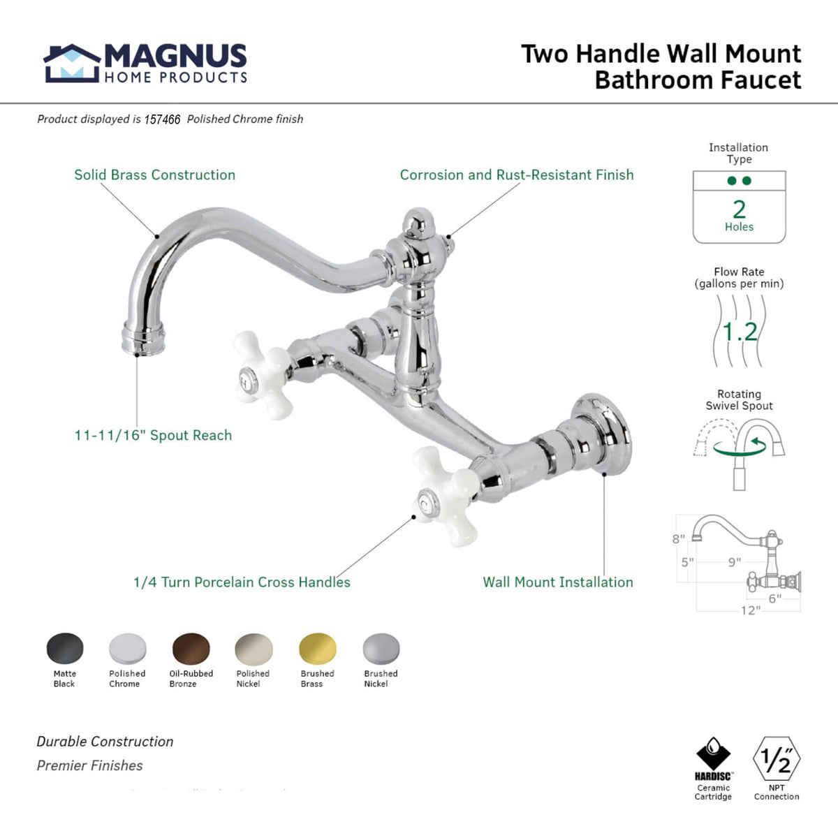 Monon Wall-Mount Bathroom Faucet