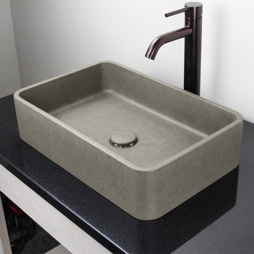 Morden Rectangular Cast Concrete Vessel Sink - Dark Grey