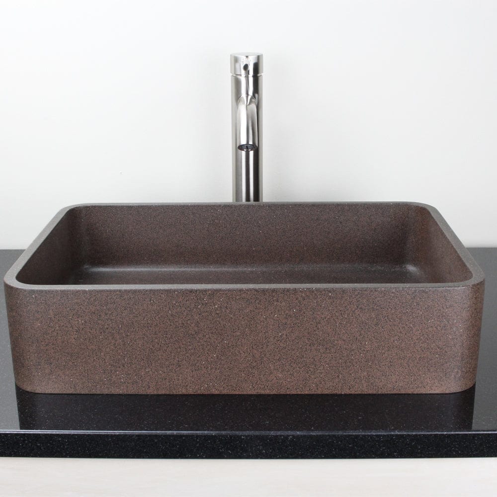 Morden Rectangular Cast Concrete Vessel Sink - Red Sandstone