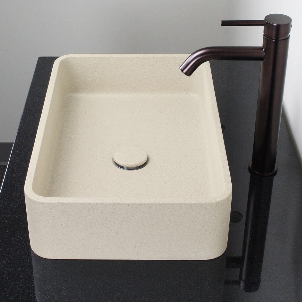 Morden Rectangular Cast Concrete Vessel Sink - White Sandstone