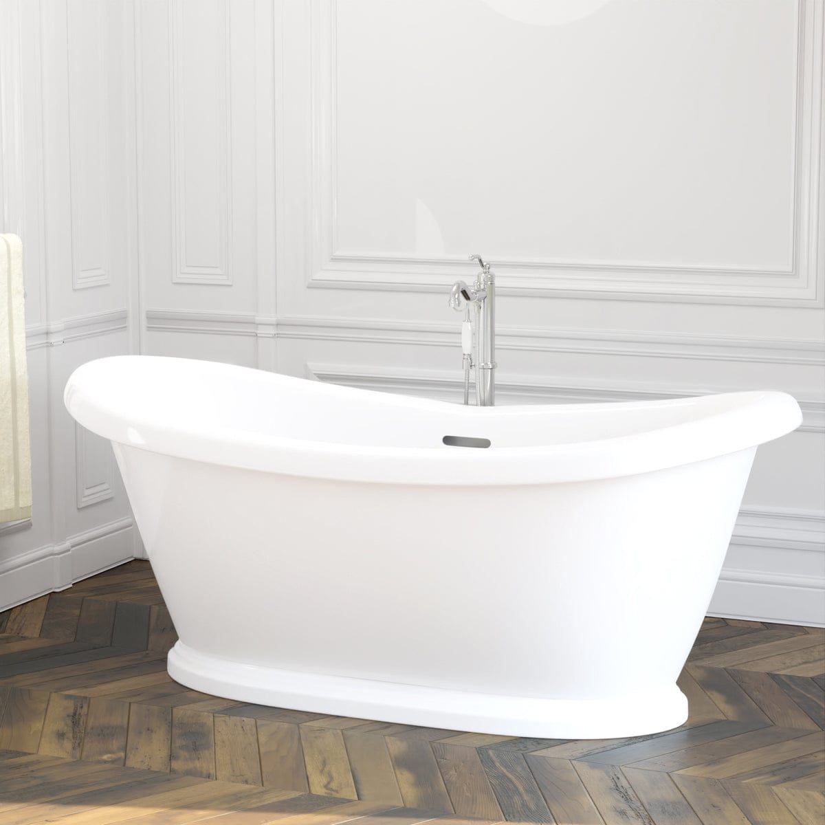 Morehead Acrylic Double-Slipper Pedestal Tub