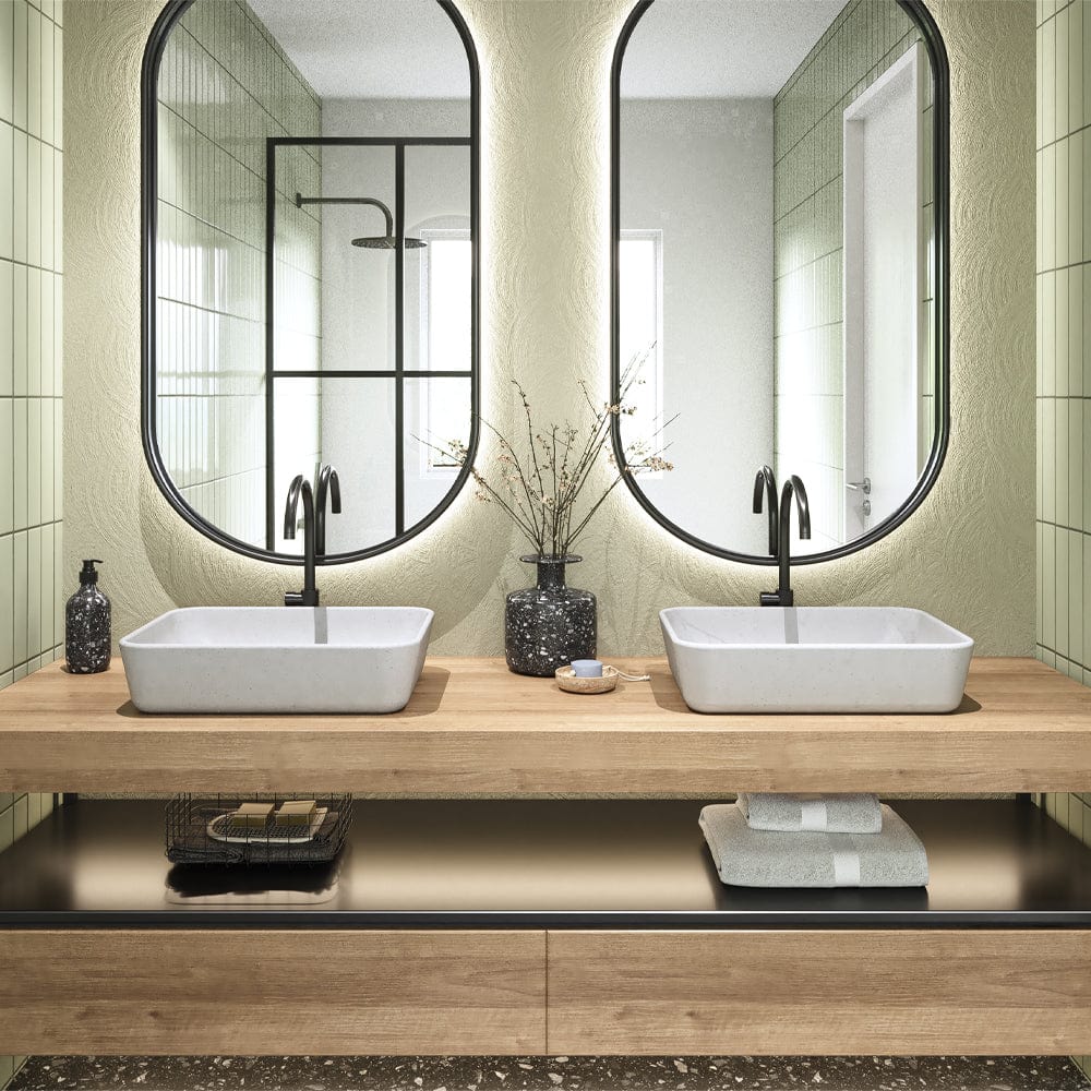 Narter Rectangular Cast Concrete Vessel Sink - White