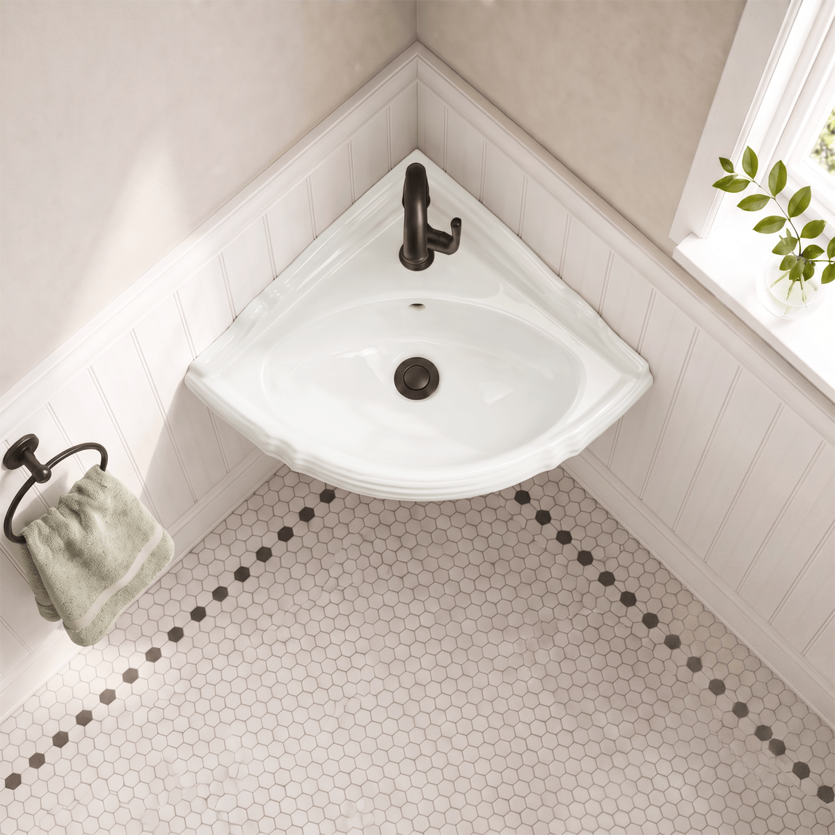 Ning Vitreous China Corner Sink