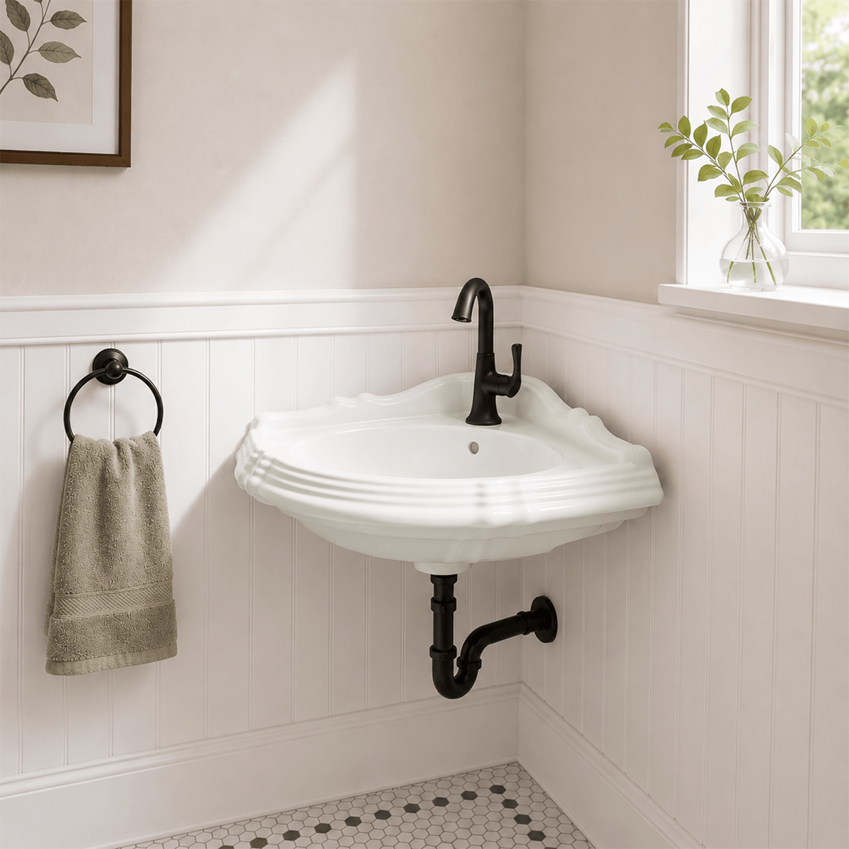 Ning Vitreous China Corner Sink
