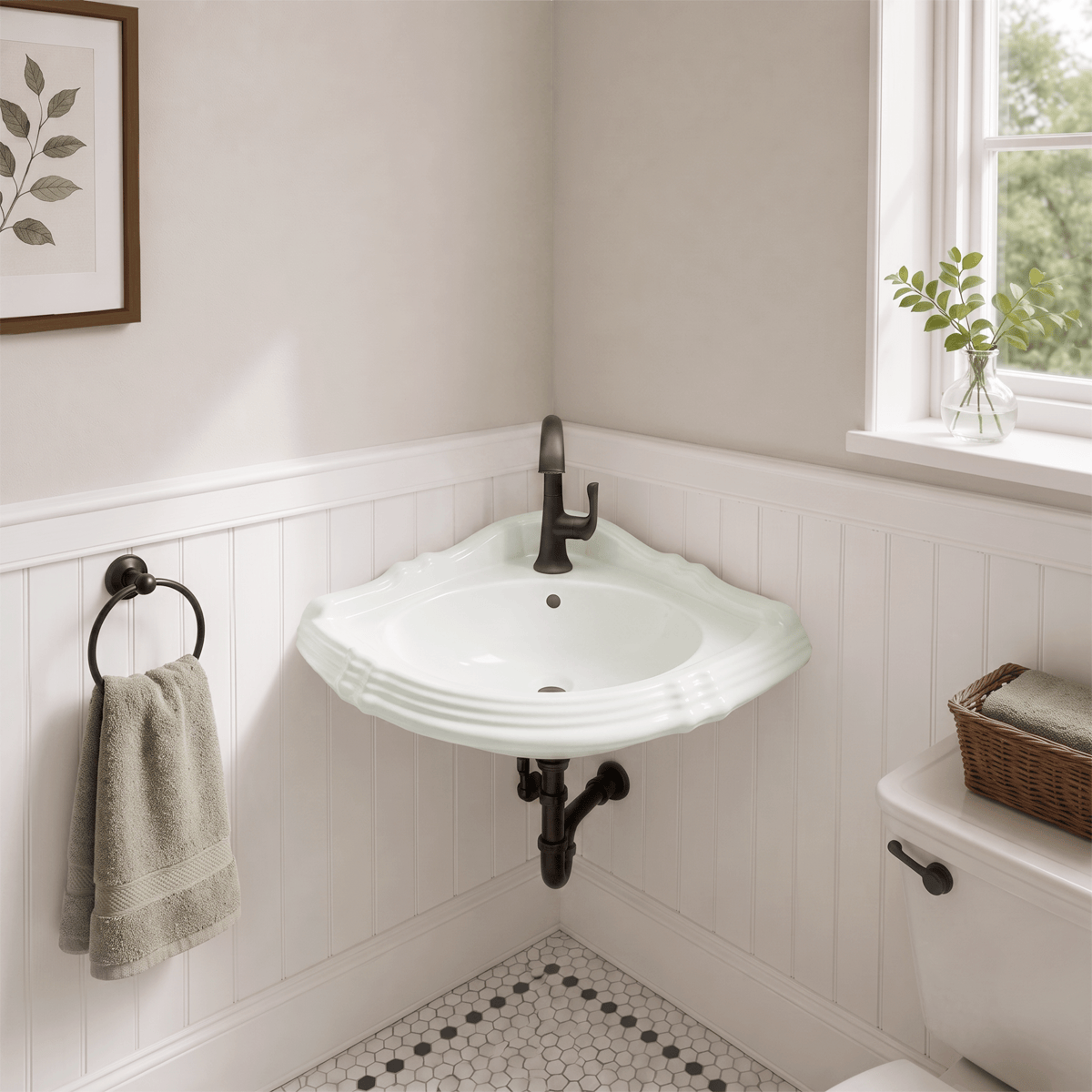 Ning Vitreous China Corner Sink