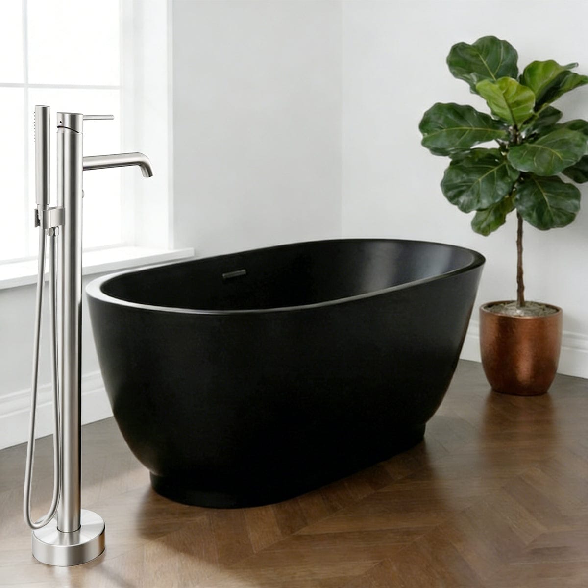 Nisshin High Flow Freestanding Tub Faucet with Hand Shower