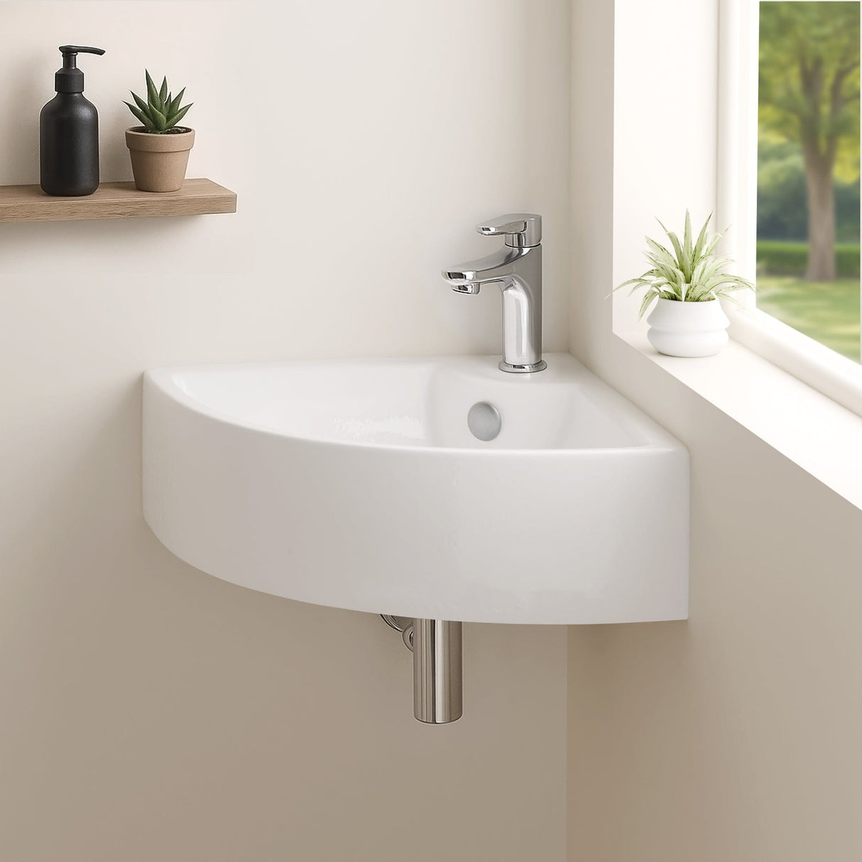 Osseo Vitreous China Wall-Mount Corner Bathroom Sink