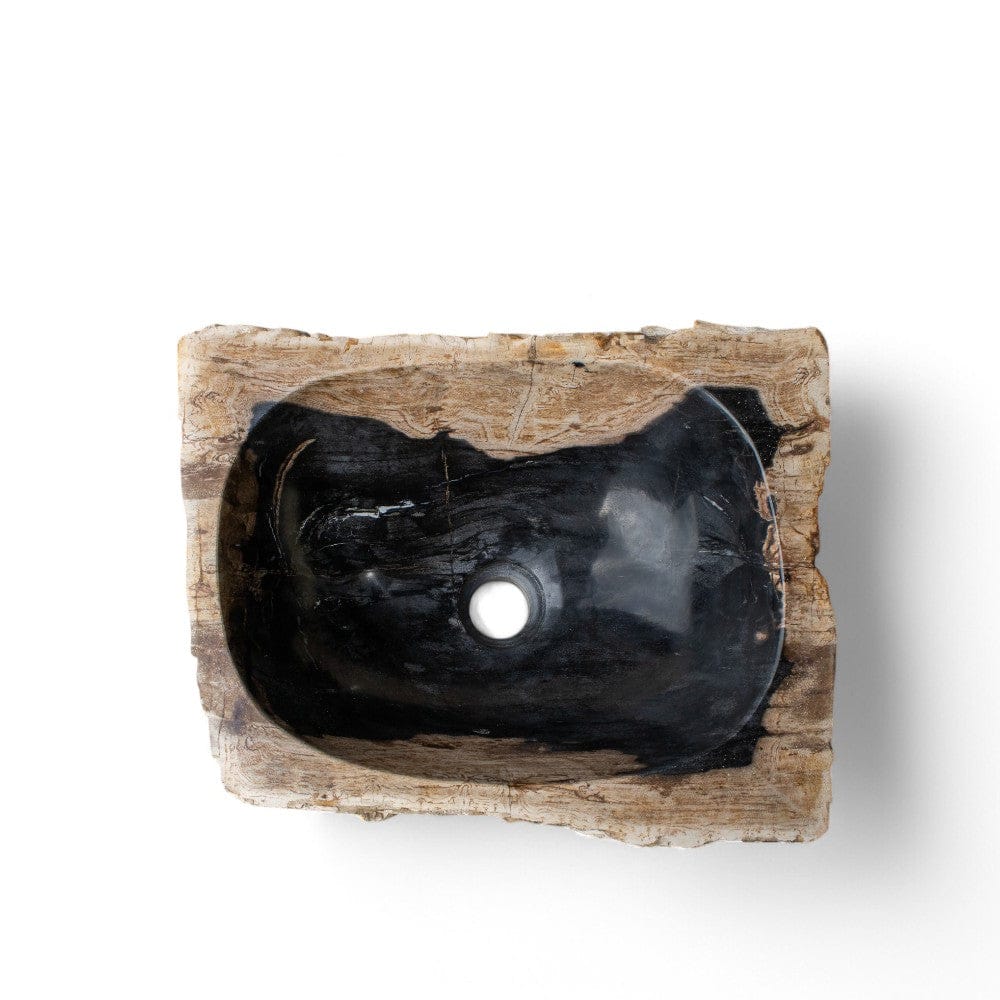 Paden Petrified Wood Vessel Sink - Black Interior