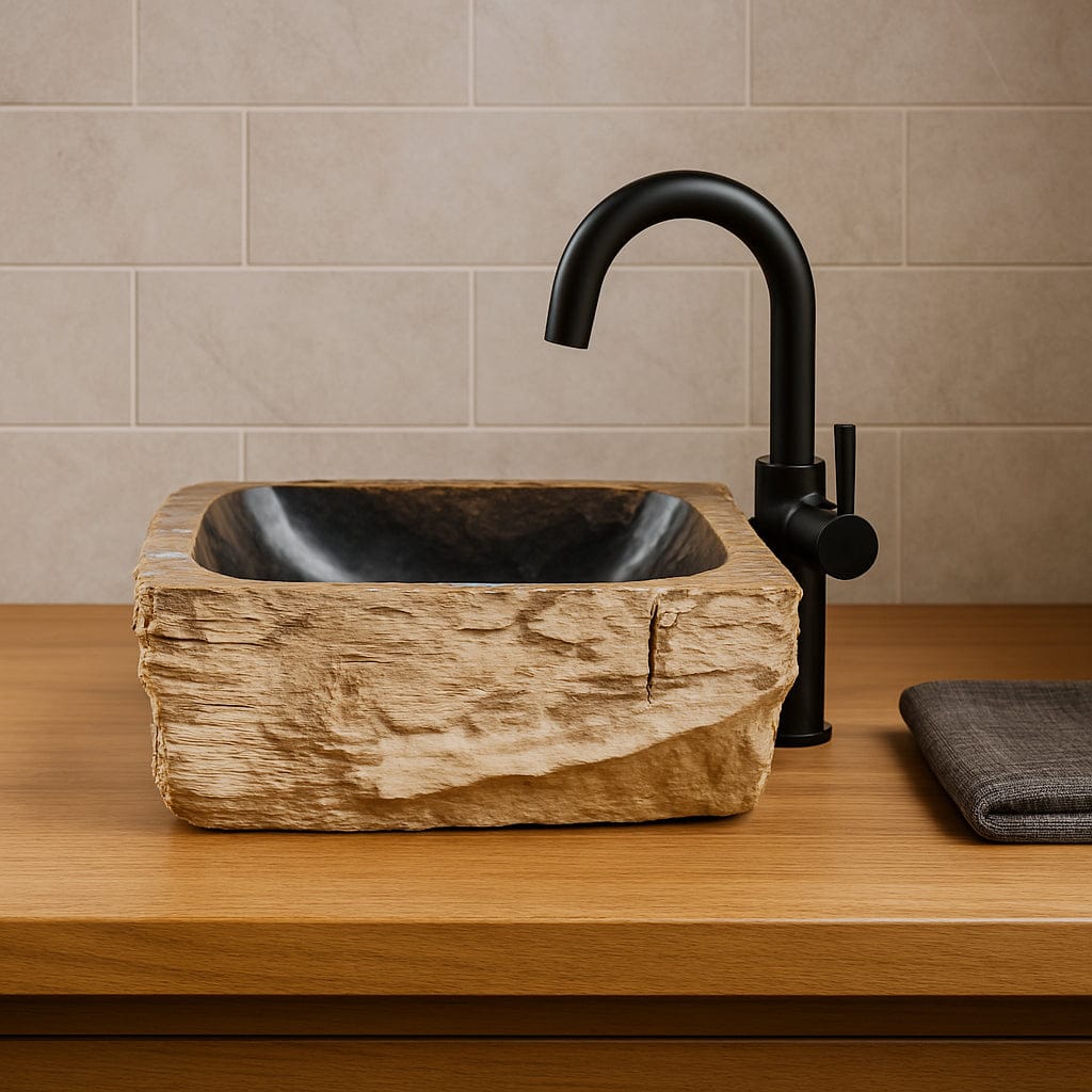 Paden Petrified Wood Vessel Sink - Black Interior