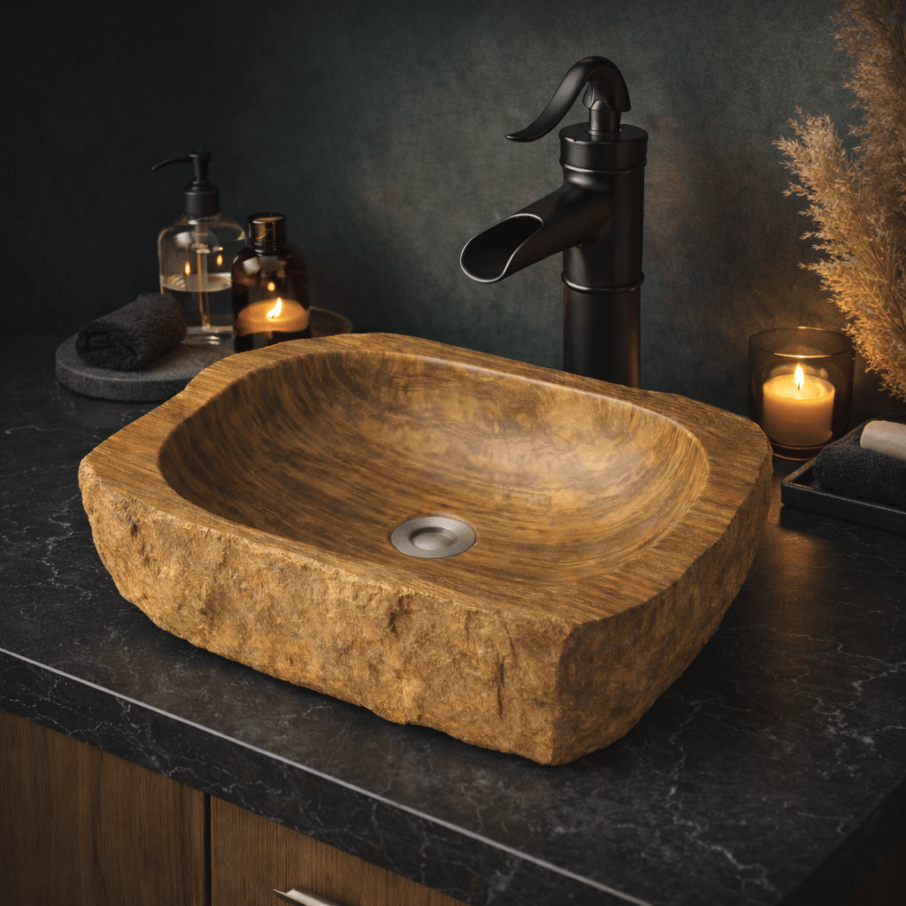 Paden Petrified Wood Vessel Sink - Brown Interior