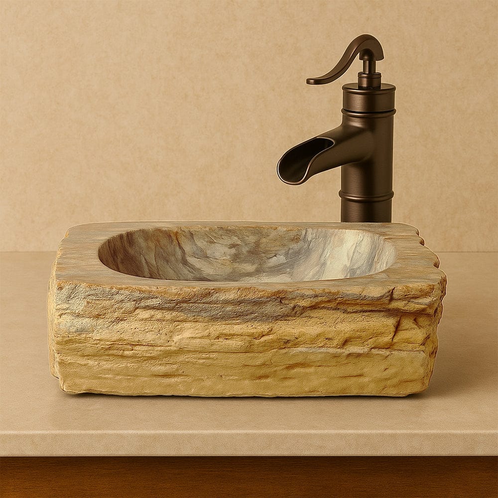 Paden Petrified Wood Vessel Sink - Natural Interior