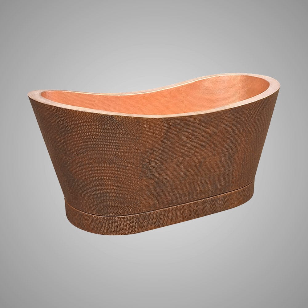 Paker Hammered Copper Double-Slipper Tub with Pedestal