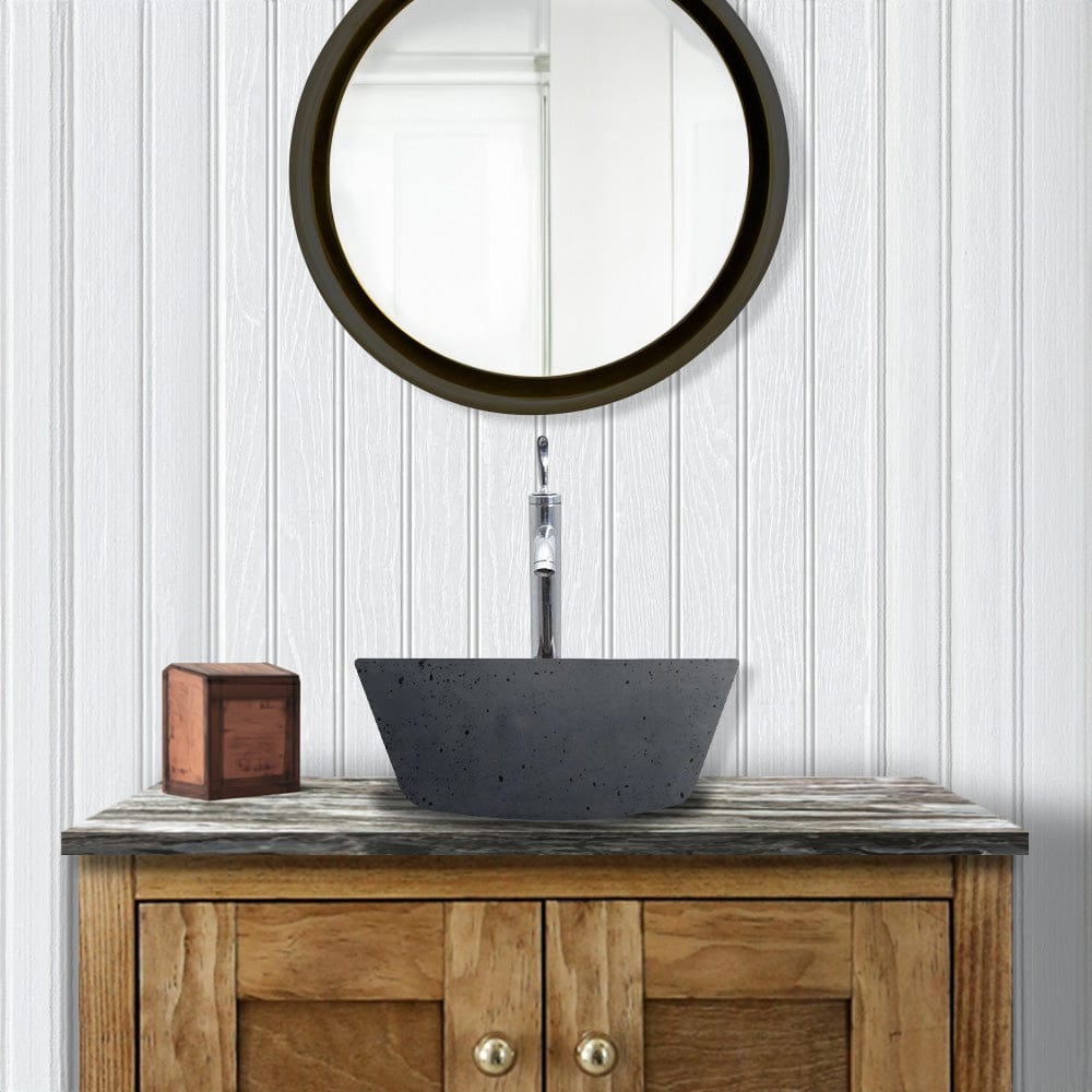 Pancosa Round Cast Concrete Vessel Sink - Black