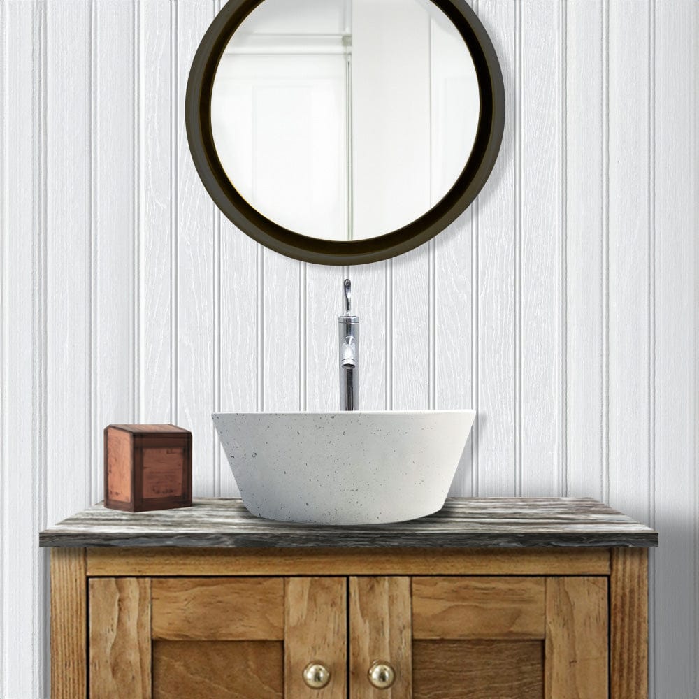 Pancosa Round Cast Concrete Vessel Sink - White