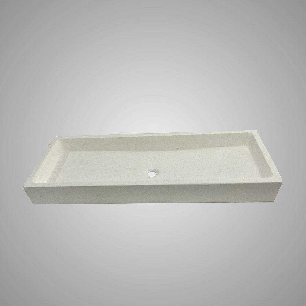 Papley Rectangular Cast Concrete Vessel B-Grade Sink - Cream
