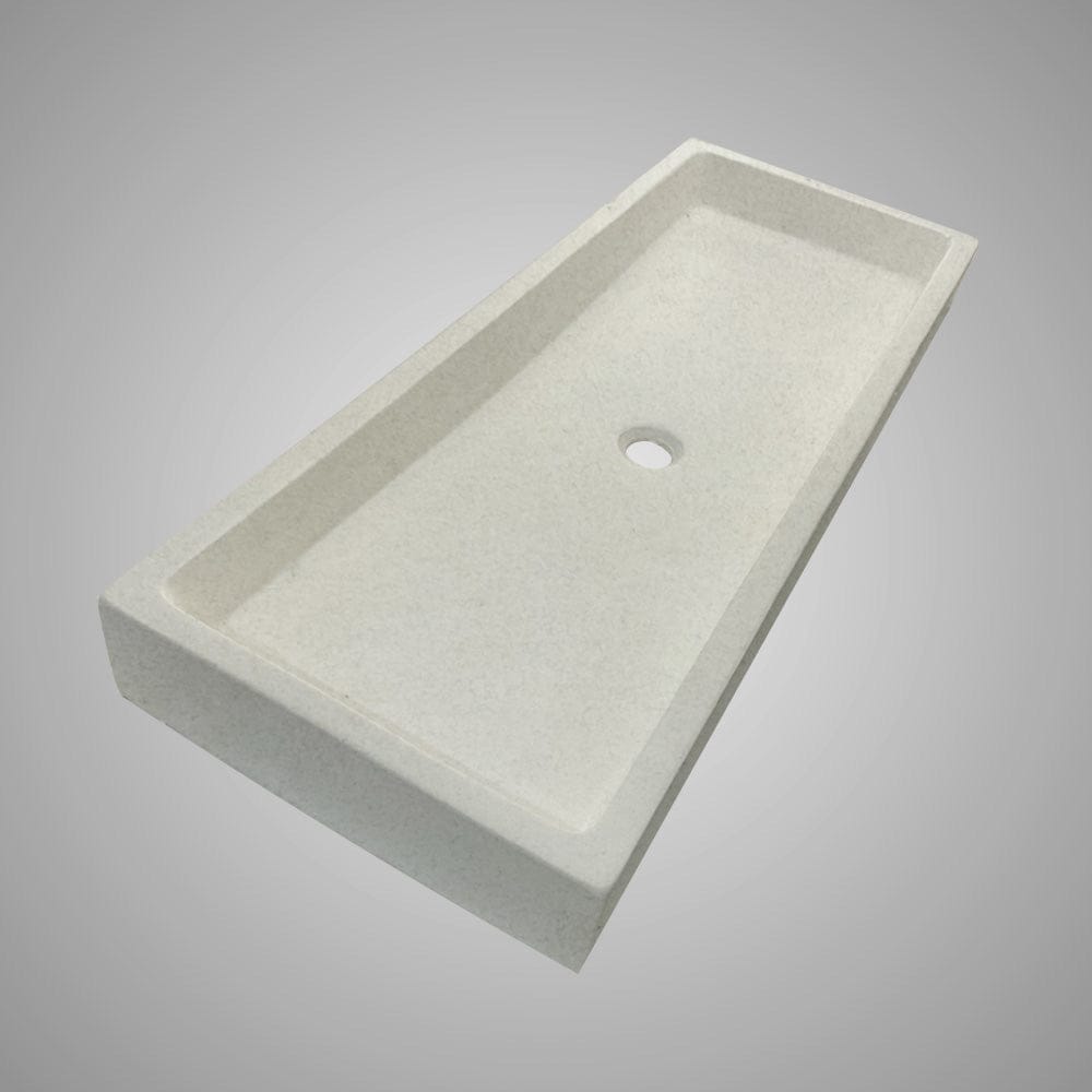 Papley Rectangular Cast Concrete Vessel B-Grade Sink - Cream