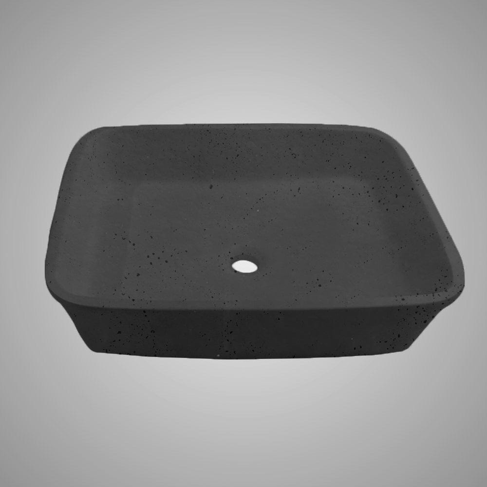 Paspen Rectangular Cast Concrete Vessel Sink - Black