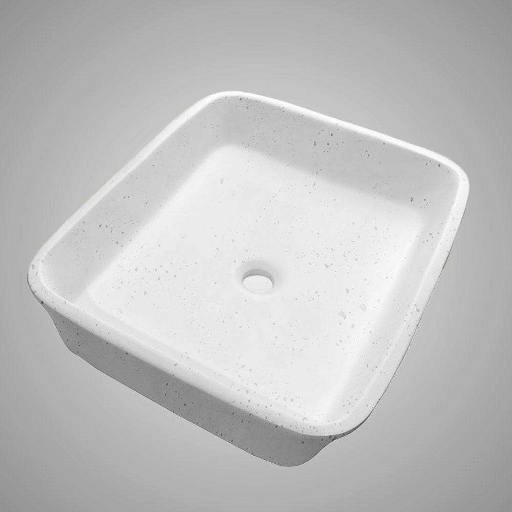 Paspen Rectangular Cast Concrete Vessel Sink - White