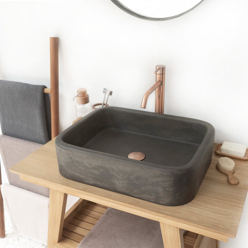 Piero Cast Concrete Rectangular Vessel Sink - Dusk Grey